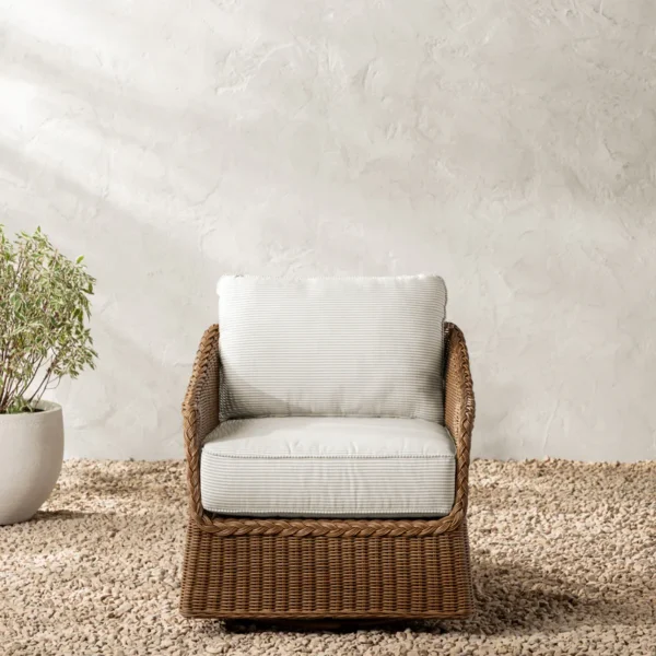 Haviland Perennials Swivel Lounge Chair with Perennials Taupe Stripe